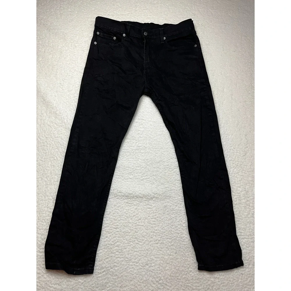 Levis Jeans Mens 33x30 Black‎ 502 Regular Taper Fit Stretch Denim Pants 3869